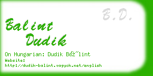 balint dudik business card